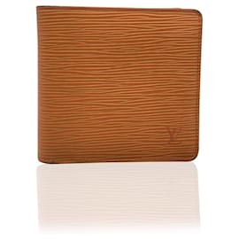 Louis Vuitton-Orange Epi Leather Bifold Credit Card Wallet Coin Purse-Orange