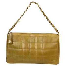 Chanel-Chanel Bag Zippered Stitched Leather Chocolate Bar Chain Camel Shoulder Bagb228 -Other
