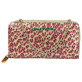 Louis Vuitton-Louis Vuitton Wallet Zippy Stephan Sprouse Vernis Leopard W/added Chain A935 -Other