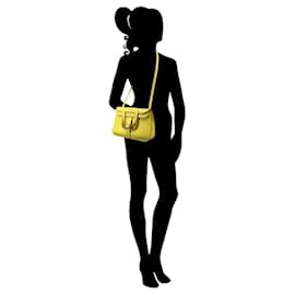Hermès-Hermès Halzan 31 bag in fluro yellow TC leather-Yellow