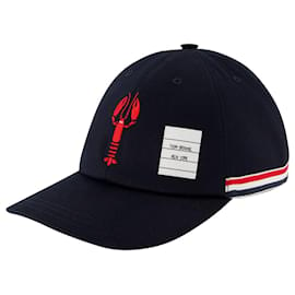 Thom Browne-6-Panel Baseball Cap W/ Lobster Icon In Cotton Twill-Blue