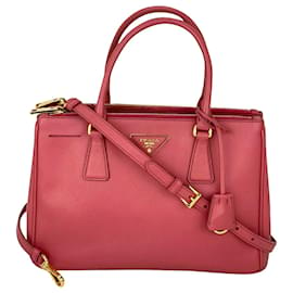 Prada-Prada Hand Bag Galleria lined Zip Pink Saffiano Leather Small Tote B394 auth-Pink