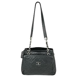 Chanel-Chanel Chanel Bag Vintage Black Caviar Leather Flap Shoulder Tote Bag Authentic  B341 -Black