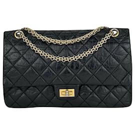Chanel-Chanel Bag 2.55 Reissue 226 Flap Quilted Aged Black calf leather Shoulder Bag C17 -Black