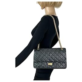 Chanel-Chanel Bag 2.55 Reissue 226 Flap Quilted Aged Black calf leather Shoulder Bag C17 -Black