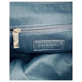 Chanel-Chanel Bag Deauville Soft Backpack Travel Bag Blue Denim Canvas Leather Dc18 -Blue
