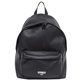 Givenchy Givenchy Black Leather Backpack White Printed Logo Bag Tote Silver  Black