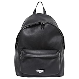 Givenchy-Givenchy Givenchy Black Leather Backpack White Printed Logo Bag Tote Silver-Black