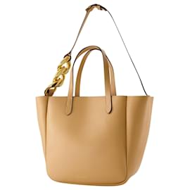 JW Anderson-Small Chain Strap Tote Bag in Beige Leather-Beige