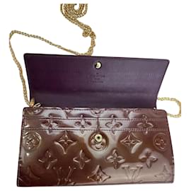 Louis Vuitton-Louis Vuitton Woman's Wallet Sarah Vernis Leather Rouge Fauviste Added Chain C13 -Other