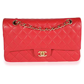 Chanel-Chanel Red Quilted Lambskin Medium Classic lined Flap Bag-Red