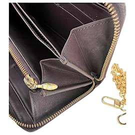 Louis Vuitton-Louis Vuitton Wallet Monogram Amarante Zippy Leather Vernis W/added Chain A949 -Flesh
