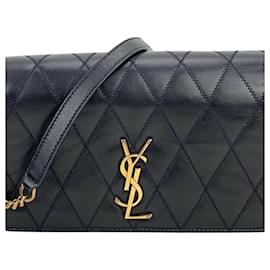 Yves Saint Laurent-Yves Saint Laurent Bag Angie Crossbody Clutch Bag Black Quilted Lambskin B240 -Black