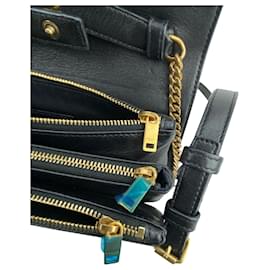 Yves Saint Laurent-Yves Saint Laurent Bag Angie Crossbody Clutch Bag Black Quilted Lambskin B240 -Black