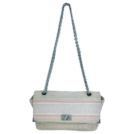 Chanel-Chanel Shoulder Bag Reissue 225 Single Flap Pink Multicolor Cotton Tweed Bag C63 -Pink