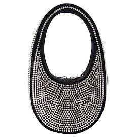 Mini Swipe Sac à main - Coperni - Cristal noir - Strass Noir