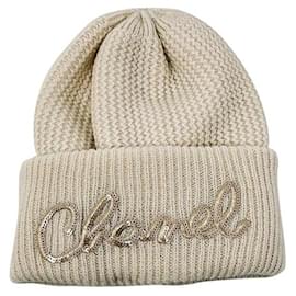 Chanel-CAPPELLO CHANEL IN CACHEMIRE-Bianco sporco
