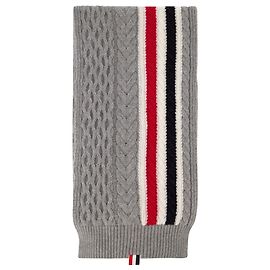 Thom Browne Lenço Aran Cable com listra Rwb em lã merino Cinza