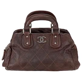 Chanel-Chanel Outdoor Ligne Doctor Bag Brown Quilted Leather Caviar Small B504 -Brown