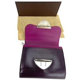 Louis Vuitton-Louis Vuitton Wallet Joey Purple Epi Leather Trifold Wallet Mini Clutch A888 -Purple