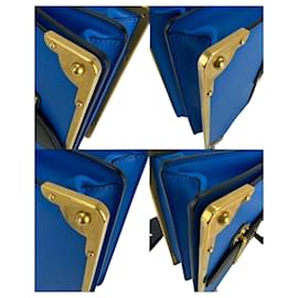 Prada-Prada Prada Woman's Bag Cahier City 1BD045 Blue/black Leather Saffiano Shoulder B340 -Other