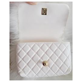 Chanel-Chanel Runway Couture White Fur Leather Top Handle Cross Body Bag-White