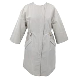 Brunello Cucinelli-Brunello Cucinelli parka in grey silk blend taffeta with 3/4 length sleeves-Grey