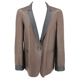 Giacca in pelle reversibile Brunello Cucinelli in marrone e nero Multicolore