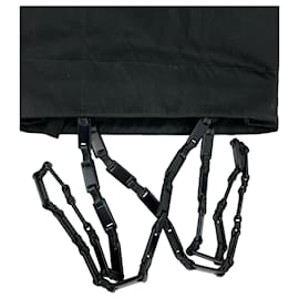 Prada-Prada Bag Nylon Tote With Link Handle Black Authentic Pre Owned B236 Shoulder -Black