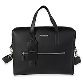 Saint Laurent-Saint Laurent Black Grained Leather Briefcase Bag -Black