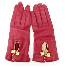 Céline-* Gloves red x gold Celine men's women's brand-Red,Gold hardware