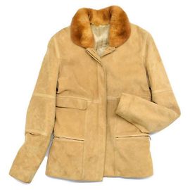 * LOEWE Jacket Suede Fur Real Leather Sheep Leather Filling 38 M Equivalent Camel Beige Beige Other