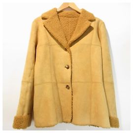 *  Loewe LOEWE Mouton Jacket Coat Lamb Sheep Leather Yellow Yellow 38 about M Yellow