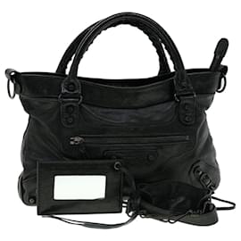 Prada-PRADA Hand Bag Leather 2way Black Auth gt2796-Black