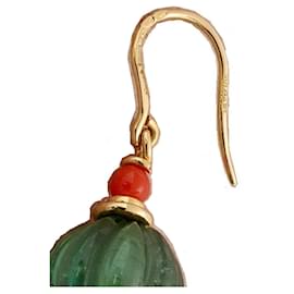 Autre Marque-Bvlgari Gold Coral Tourmaline Hook Earrings-Multiple colors