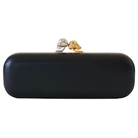 Alexander Mcqueen-Twin Skull clutch-Black,Silvery,White,Golden