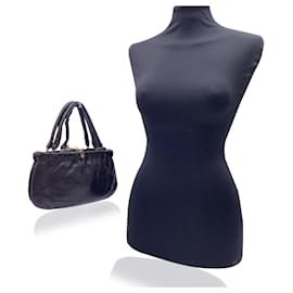 Fendi-Vintage Rare Dark Brown Nappa Leather Handbag Satchel-Brown