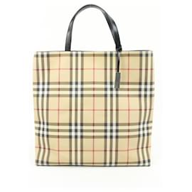 Burberry-Large Beige Nova Check Coated Canvas Shopper Tote Upcycle Ready-Other