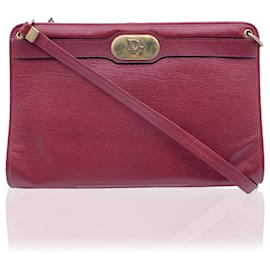 Christian Dior-Vintage Burgundy Leather Shoulder Bag-Red
