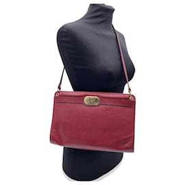 Christian Dior-Vintage Burgundy Leather Shoulder Bag-Red