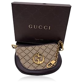 Gucci-Beige Diamante 1973 Canvas and Leather Coin Purse Pouch-Beige