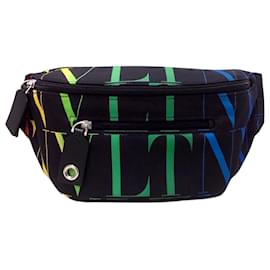 Valentino-Valentino Black VLTN Canvas Belt Bag-Black