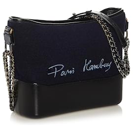 Chanel-Chanel Blue Paris Hamburg Embroidered Gabrielle -Black,Blue,Navy blue