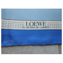 Loewe-loewe scarf in silk twill 90x90-Light blue