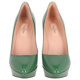 Valentino-Zapatos de tacón con plataforma Valentino en charol verde-Verde