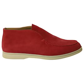 Loro Piana-Loro Piana Open Walk Ankle Boots in Red Suede-Red
