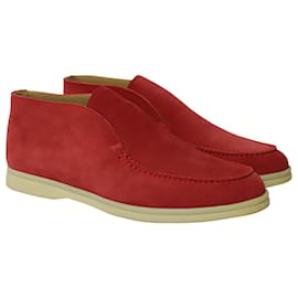 Loro Piana-Loro Piana Open Walk Ankle Boots in Red Suede-Red