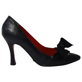 Décolleté Dolce & Gabbana in pelle di serpente goffrata in pelle nera Nero