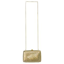 Judith Leiber-Judith Leiber Rhinestone Crystal Studded Mini Evening Gold Metal Clutch-Golden