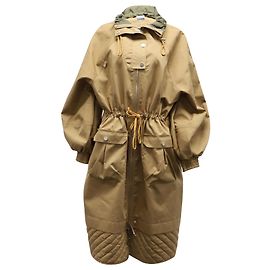 Trench coat com forro Ganni em algodão bege Bege